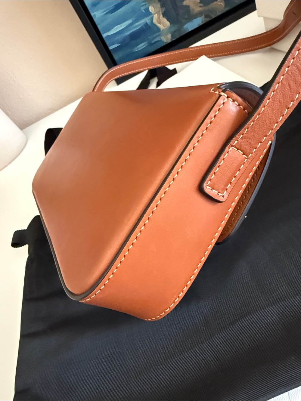 Celine Triomphe Claude Tan Calfskin Leather Shoulder Bag - Picture 5 of 12